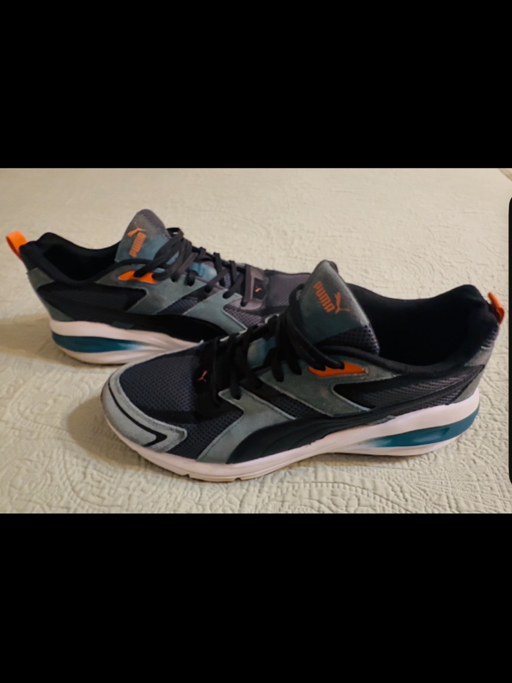 Puma Hypnotic LS shoes, sz US 13, blk/grey/org, used.